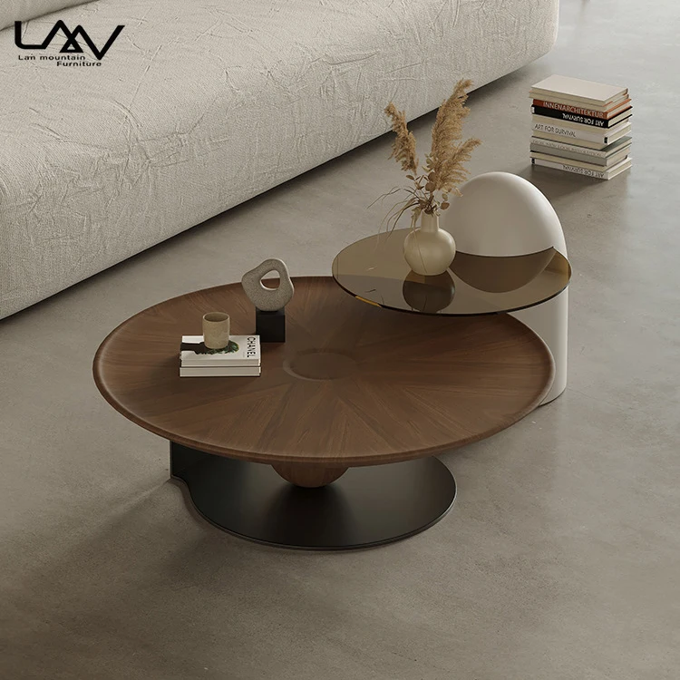 Solid Wooden Frame With Metal Base Simple Nordic Coffee Table Set Italian Modern Living Room Hotel Villa Center Table Furniture