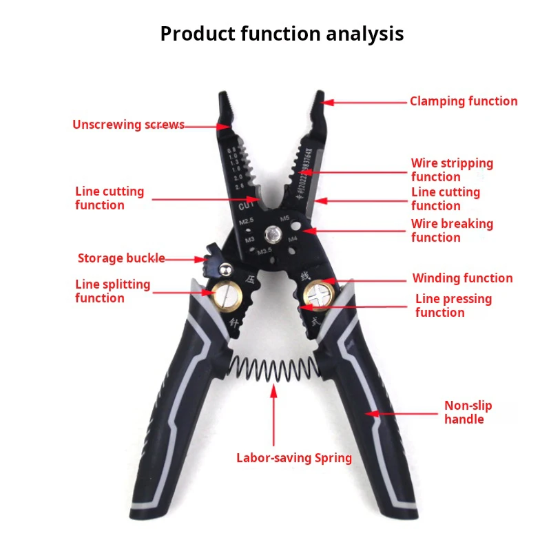 B92YC Wire stripper, electrician cable stripping pliers, multifunctional wire crimping pliers, wire cutters