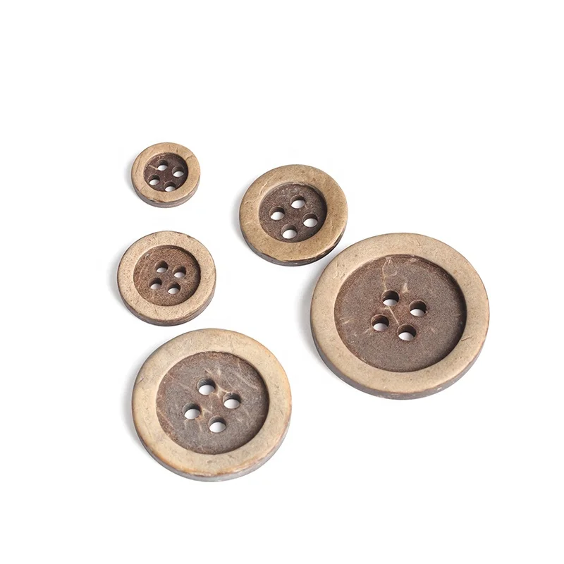 Eco-friendly 4 Holes Brim Natural Coconut Shell Sewing Button For Shirt