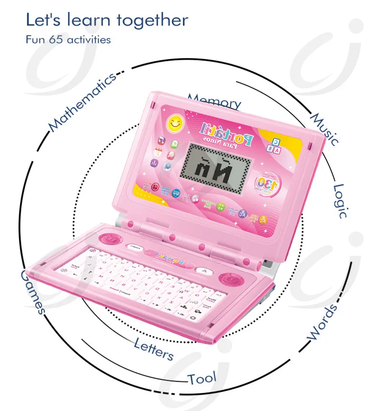 Laptop Touch, Toddler Toys Bilingual Educational Learning Computer, Laptop Toy with Screen , Toddlers,Educational Computer