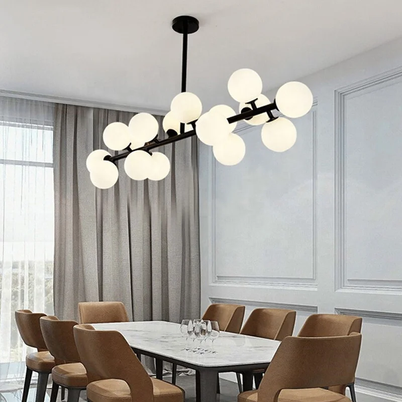 American country gold metal linear milk white glass 110 volt hanging lamp led chandelier for dining room bedroom living room