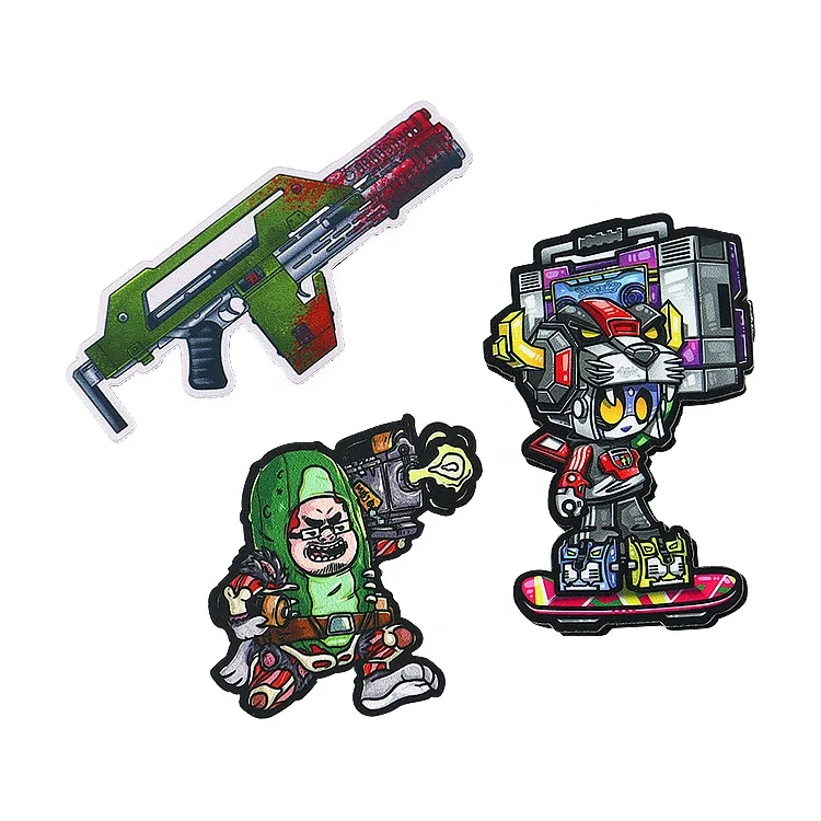 Heat Transfer Custom Gun Robot Patches Embroidery Woven Logo Patches for Hats