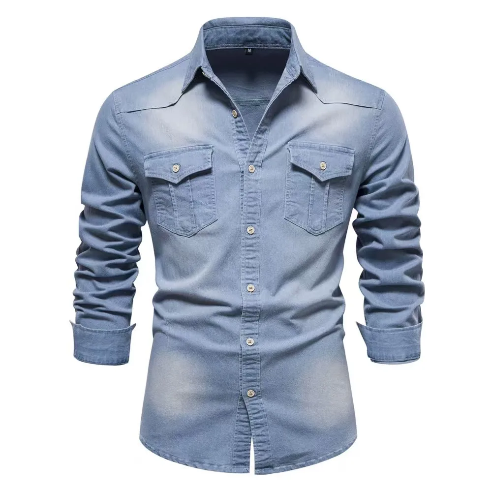 2024 fashion fashion jeans shirt 95% cotton 5% spandex jeans shirts for men casual denim shirts and jeans for men