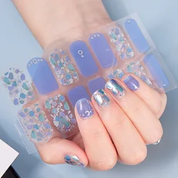 Full Cover Colorful Nail Polish Stickers UV Gel Polish Nail Wraps Strips Nail Art Stickers