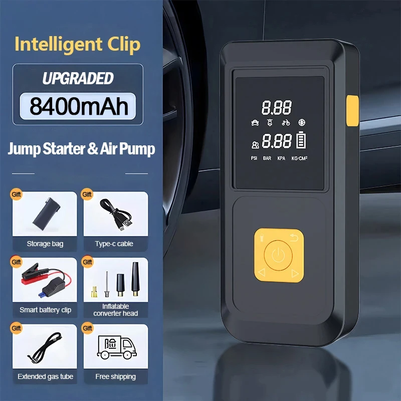 2024 new products Portable Multifunction Car Jump Starter Power Emergency Starter 12V Auto Buster with digital tire inflator