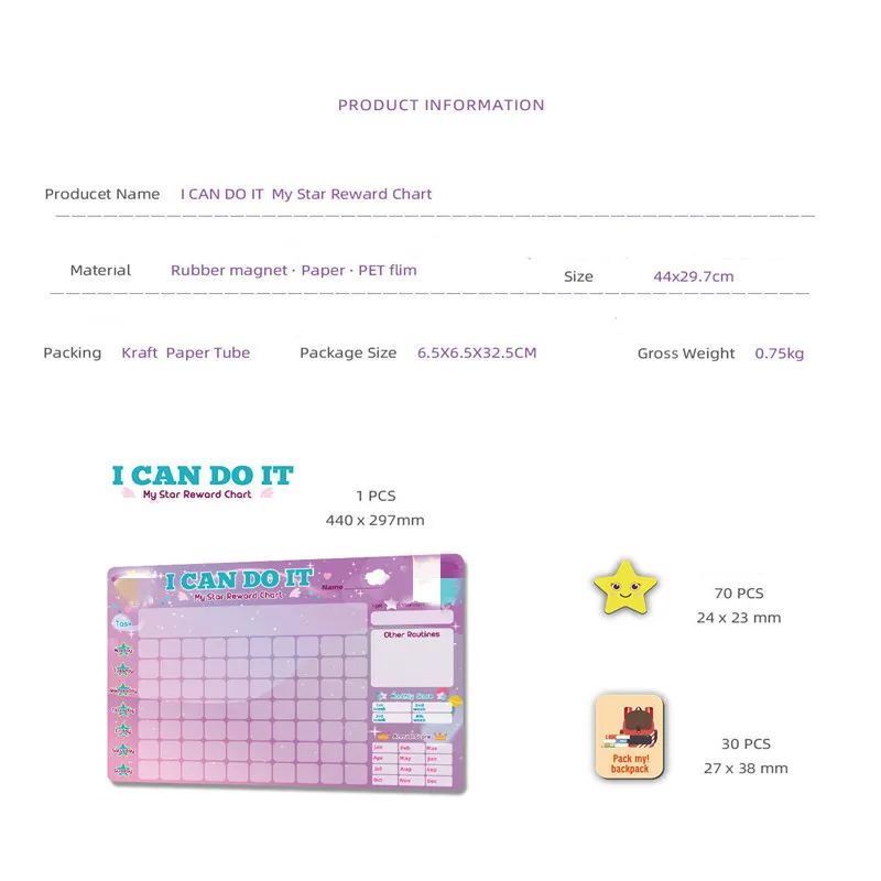 Magnetic chalk blackboard Magnetic Star Type Reward Board Home Routine Chore Reward Chart