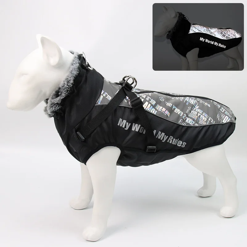 Outdoor Pets Jacket Reflective Adjustable Pet Dog Clothes With Harness Hole