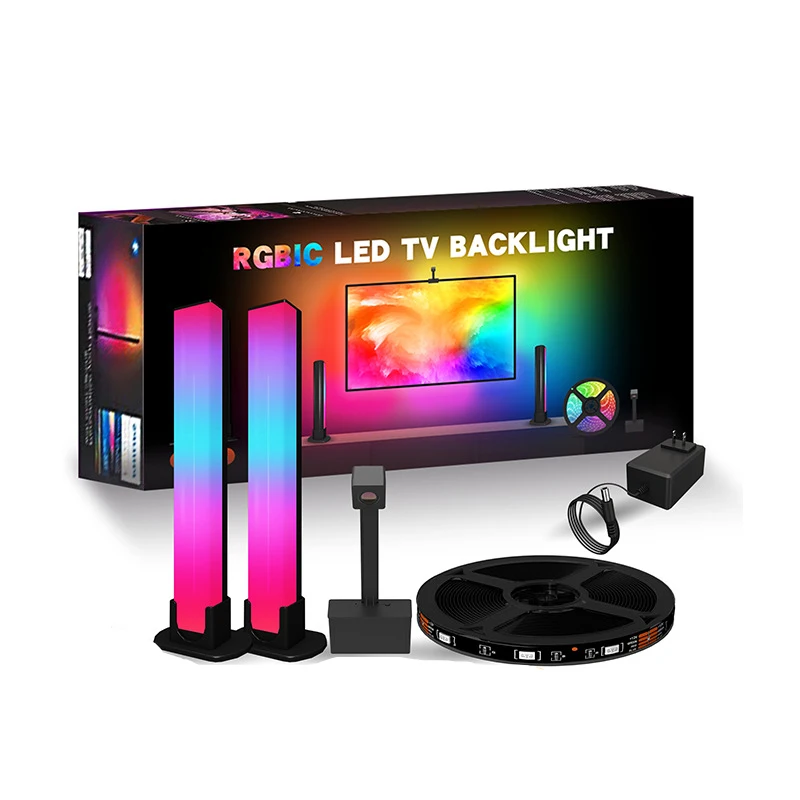 For 55-65inch TV Tuya WIFI Immersion Kits Double Smart Light Bars Strip RGBIC Sync Music Immersion TV LED Backlights With Camera