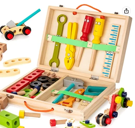 New Wooden Toddler Tools Set Montessori Educational Stem Construction Toys for Kids