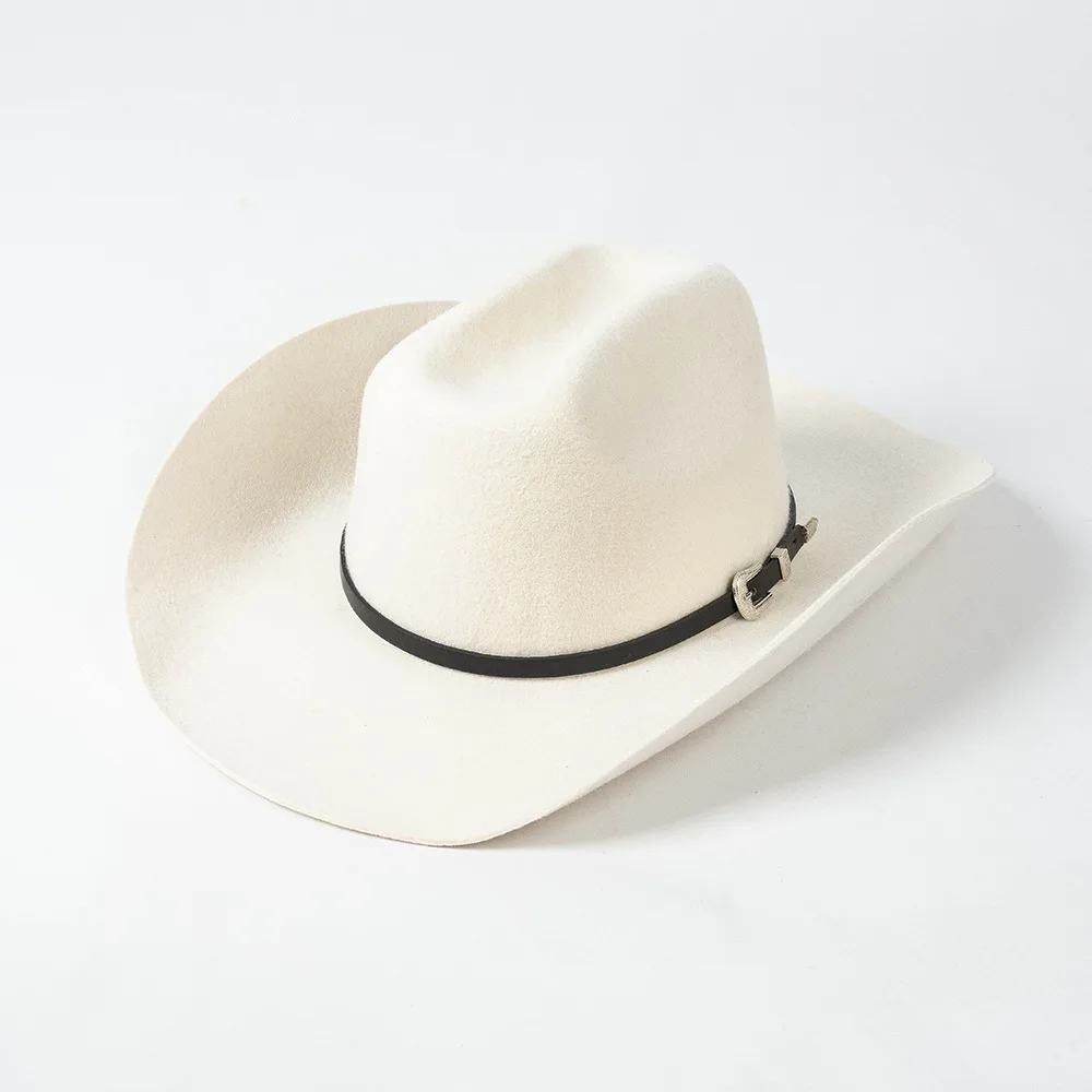 ALLCH Unisex Wool Felt Cowboy Hat with Trendy Belt Buckle Custom Size for Summer Outdoor Sports Parties for Winter Seasons