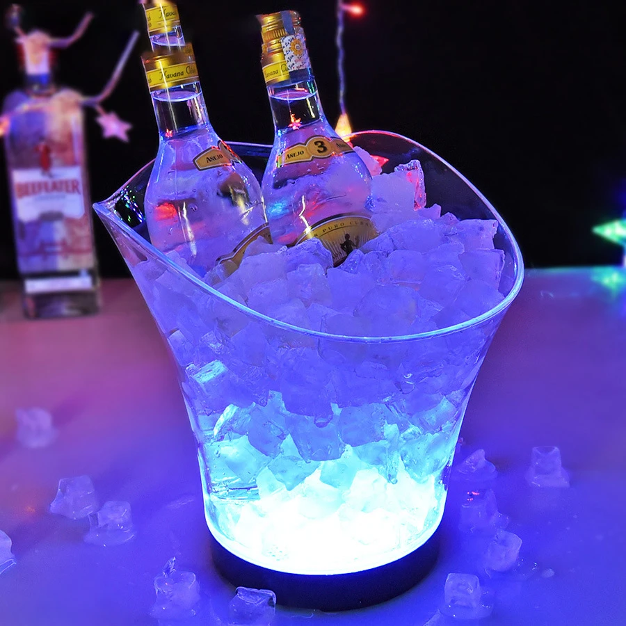 Wholesale supply chang-color LED Ice Bucket rechargeable batteries beer wine champagne acrylic transparent led ice bucket