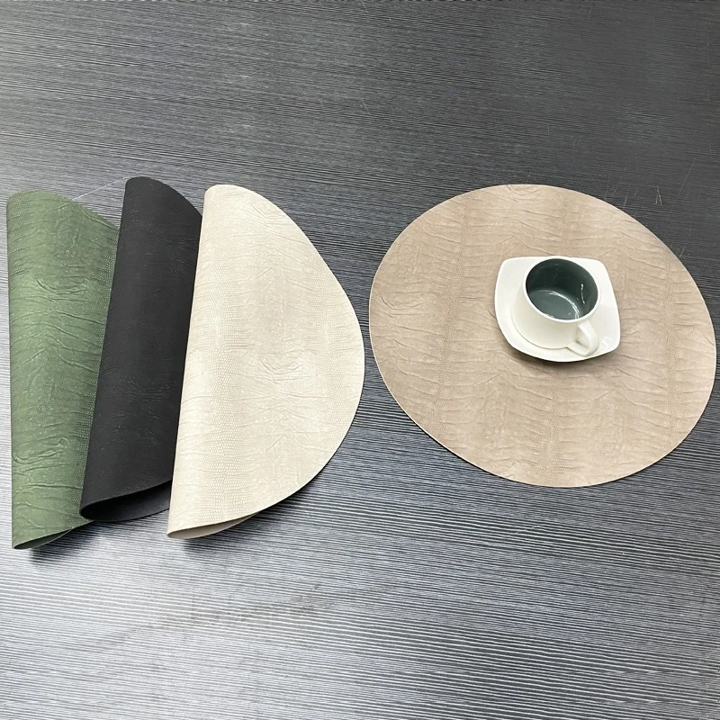 Custom Elegant Luxury Wipeable Eco-friendly Durable Round Arabic Placemat Pu Leather Food Placemats with logo