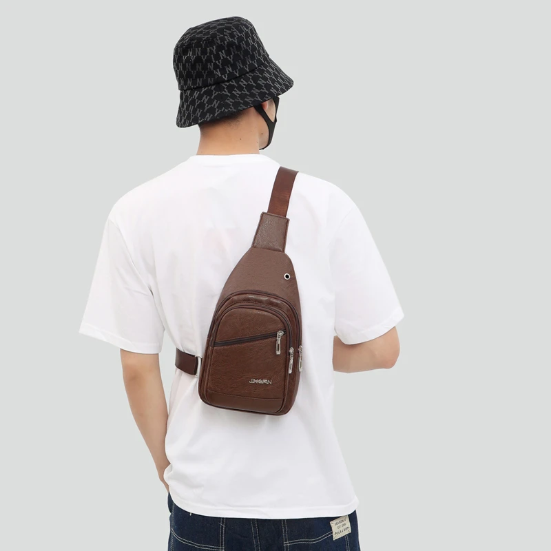 Cross Body Sling Chest Bag for Men Sling Bag Fashion Bag Sports Shoulder Light Weight Cycling 2023 Fashionable PU Nylon 5-7 Days
