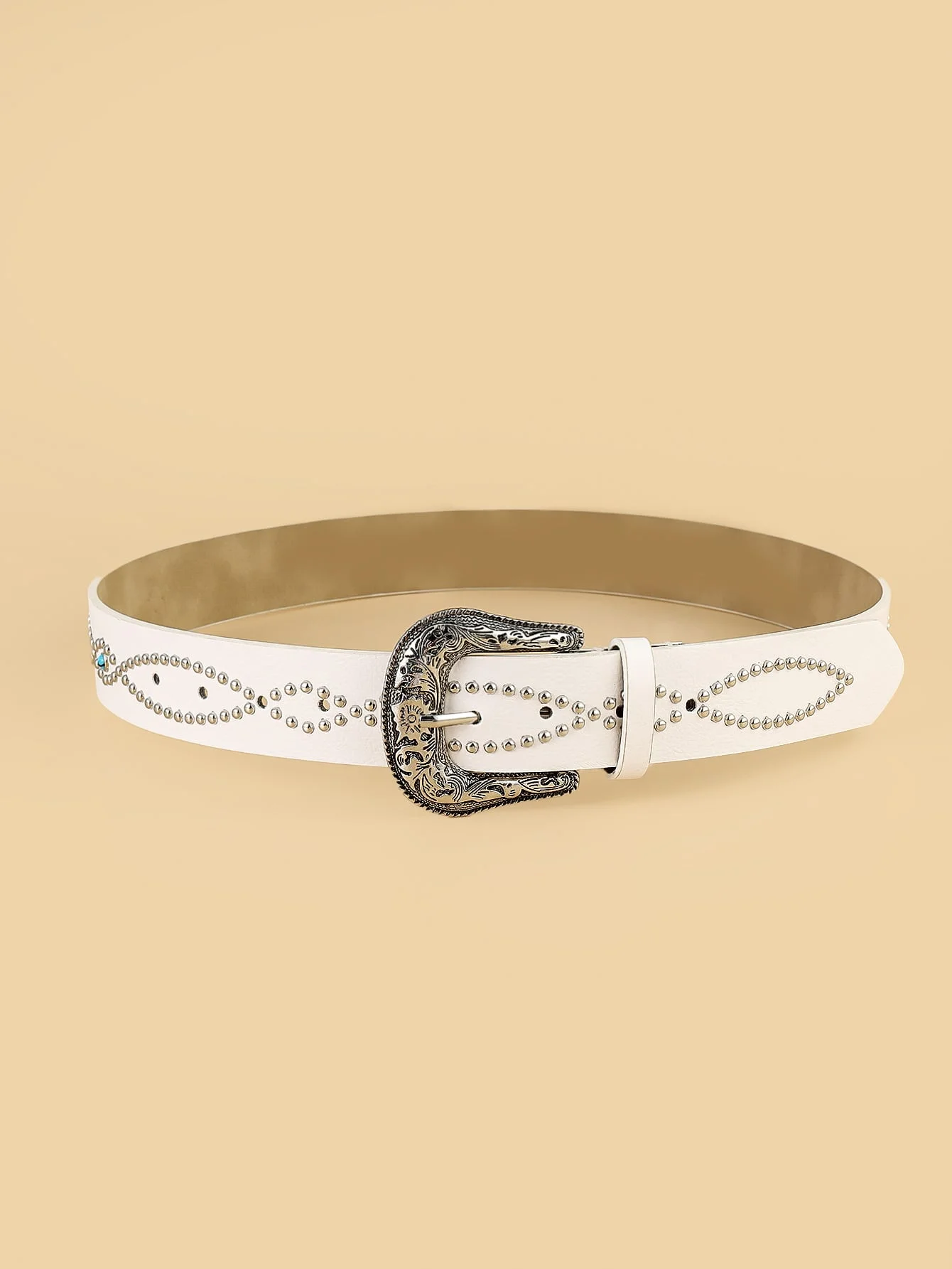 Top sale classic western white pu leather belt metal buckle casual dress jeans waist belt for ladies