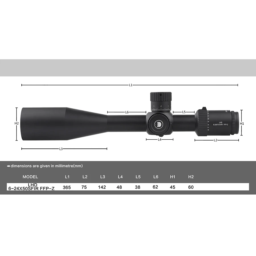 Discovery LHD 6-24x50SFIR FFP 30mm Tube etched glass First Focal Plane Illuminated scope Sight with zero stop