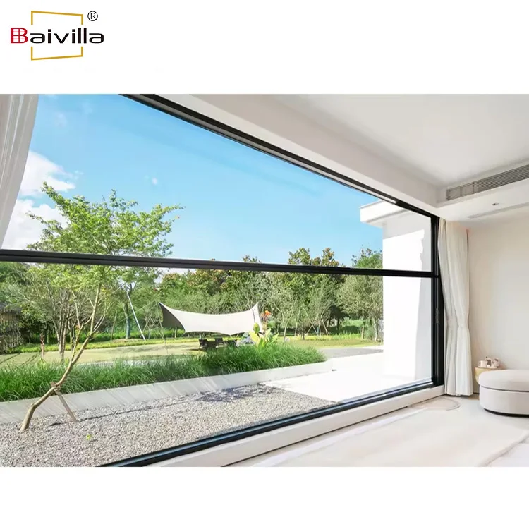 Горячая распродажа, Вертикальные Раздвижные окна для виллы, балкона, большого размера, алюминиевое двойное остекление, электрическое автоматическое подъемное окно