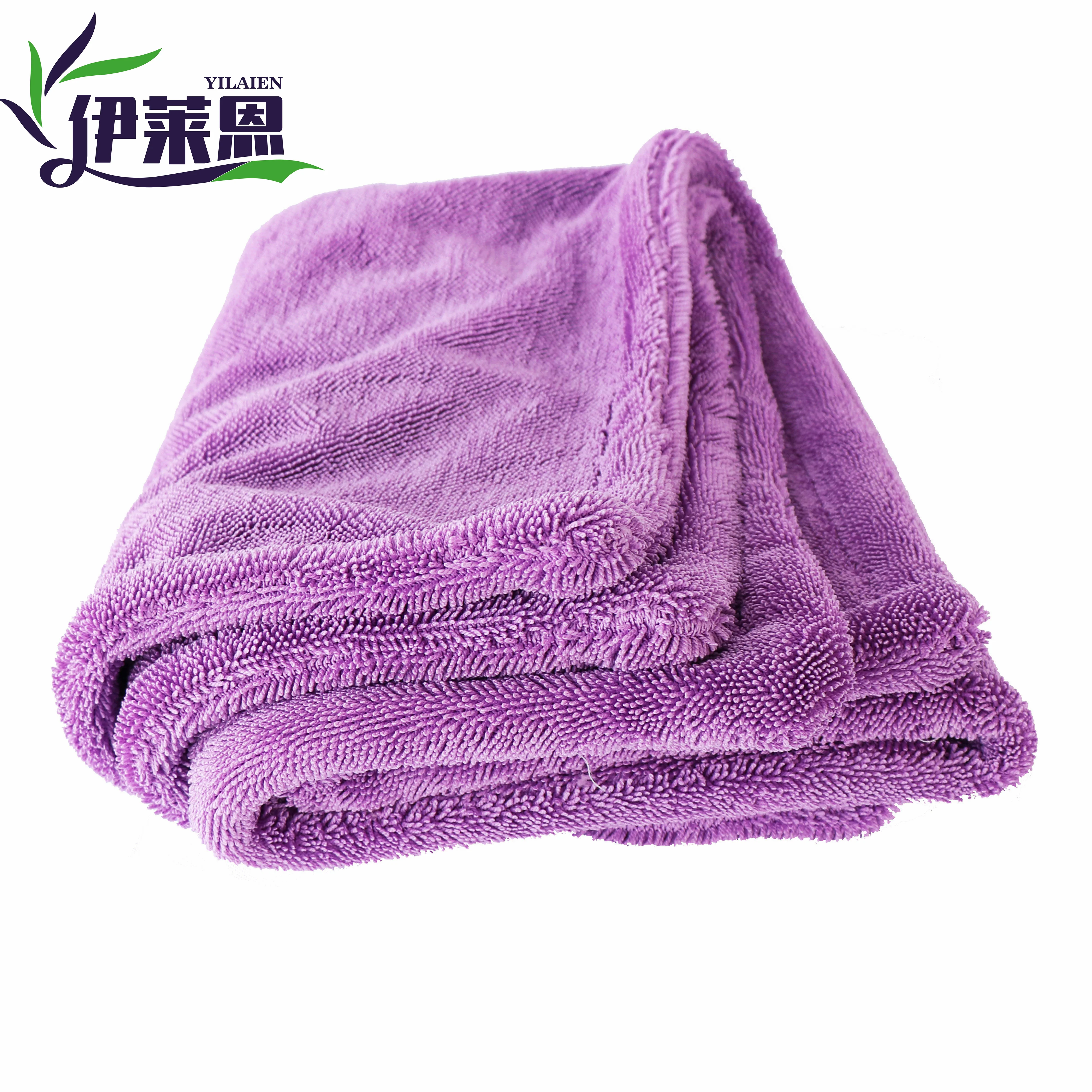 50*80 Cm Microfiber Twisted Drying Towel Double Side 1400 Gsm Car Washing Towel
