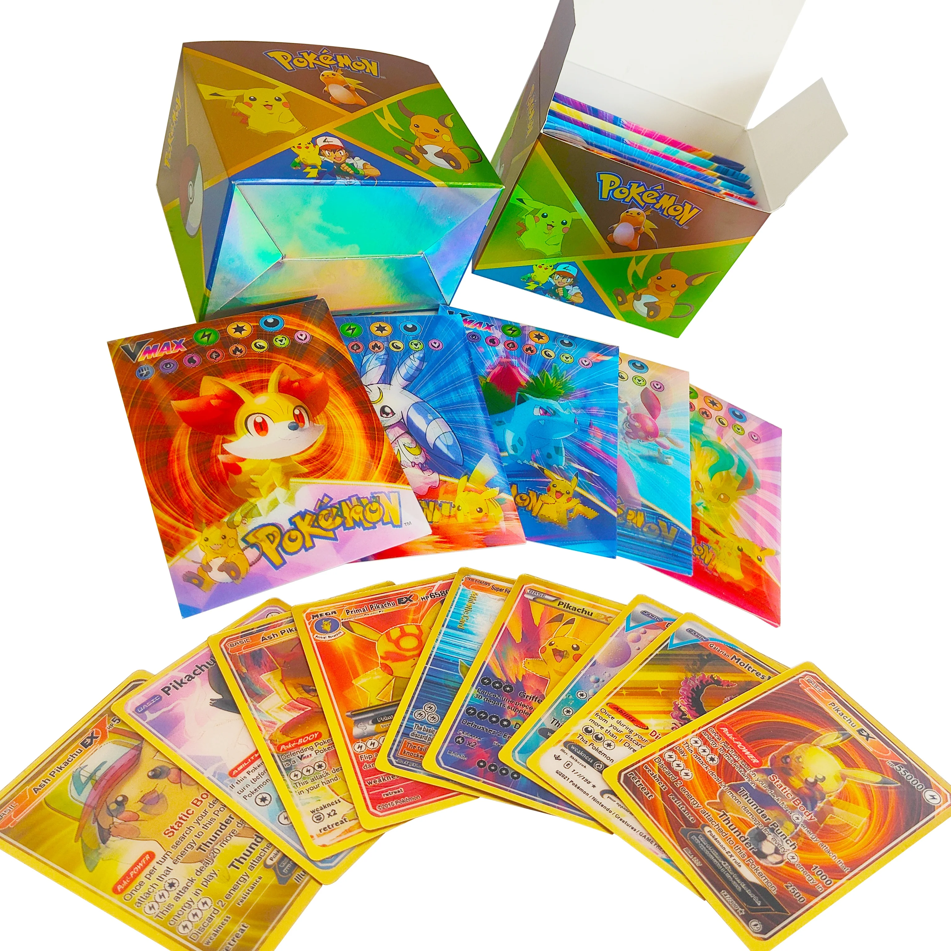 English Language Version Pokemond Cards 100Pcs Children Game Gift for Boy Card Collection Poke mon Cards 3D Original