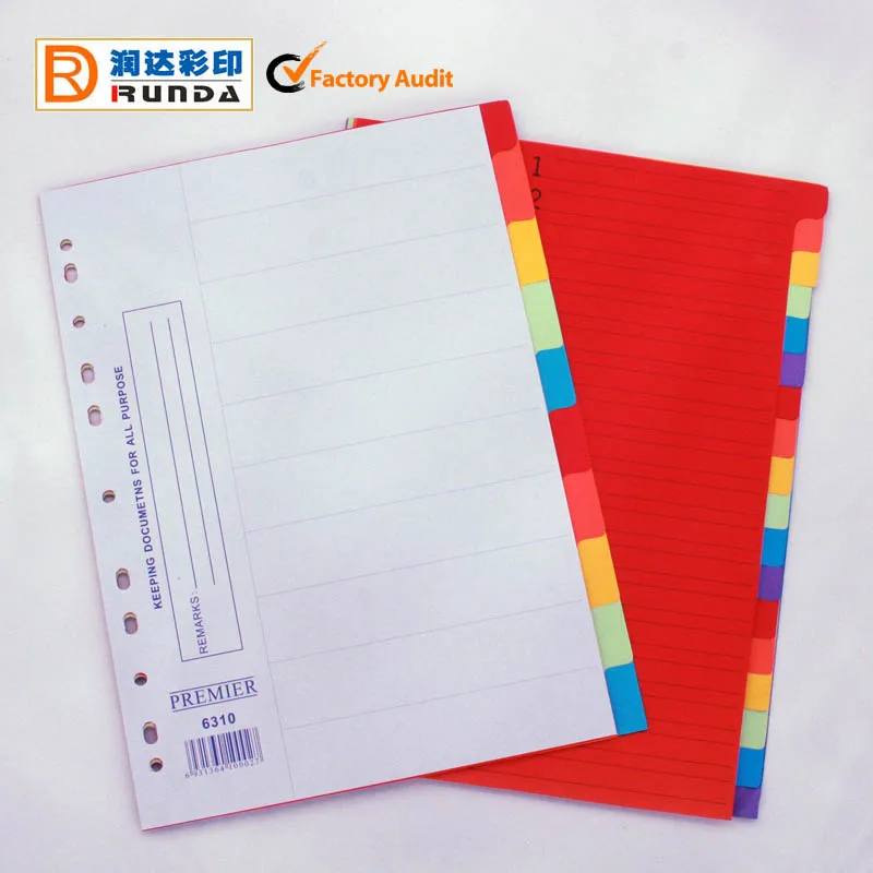 
Newest style A4 Paper Index Card Divider Folder 