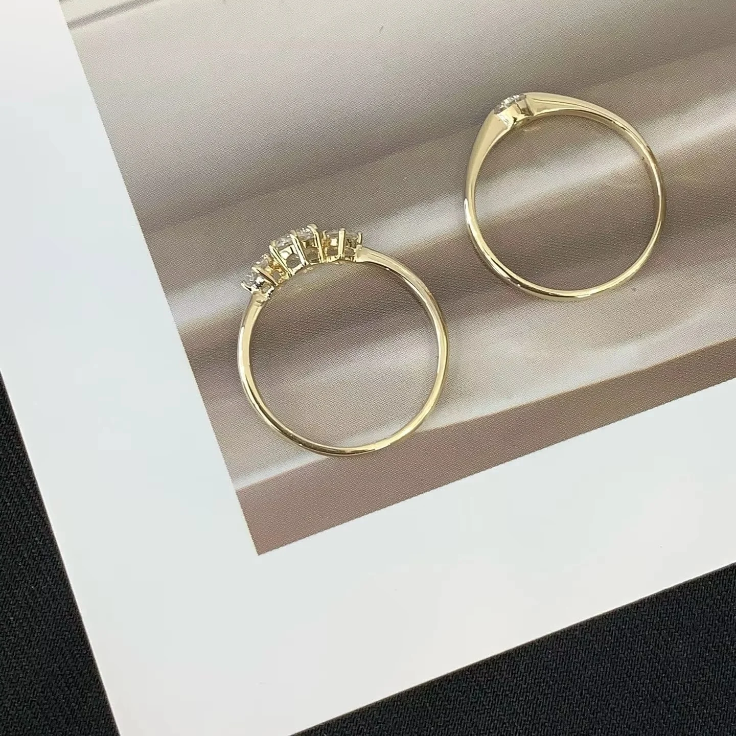 Fine Jewelry 9K/14K/18K Gold Plated Ring 14K Yellow Gold Lab Grown Diamond Three-stone Ring Lab Grown Diamond Engagement Ring