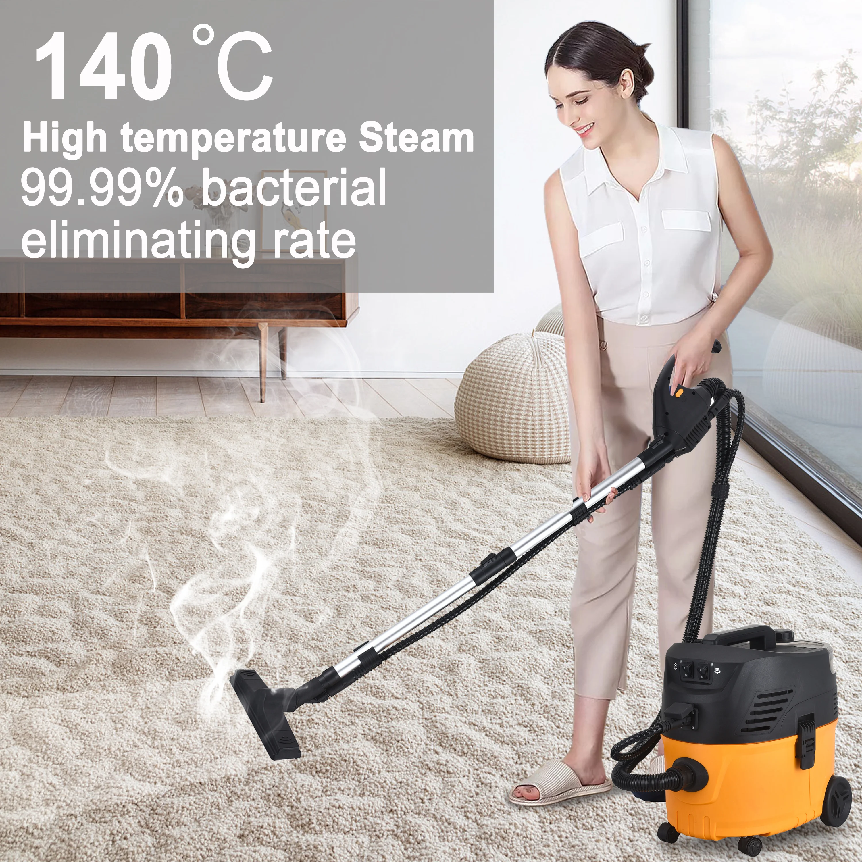 Spray Washing Cleaning High Temperature Steam Sterilization Cleaning Oil Vacuum Cleaner and Steem for Car with Bag Cyclone 25L