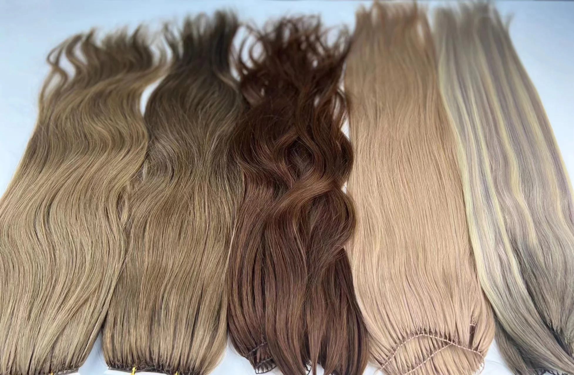 Natural Russian blonde 100% cuticle double drawn invisible feather line hair extensions hot sell
