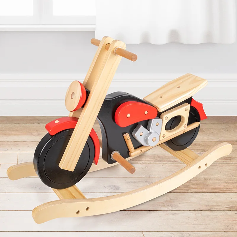 2023 New Design Most popular in Europe Cool Motorcycle Wooden Ride Rocking Toys For Babies