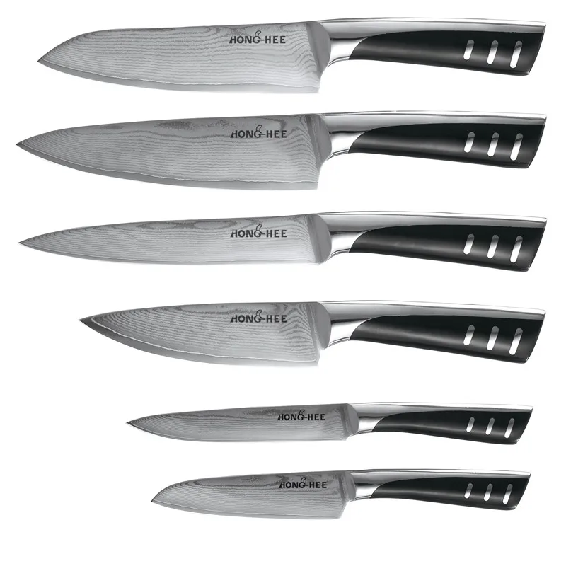 
Premium Kitchen 6-piece Damascus Steel knife set with ABS and 430 handle 