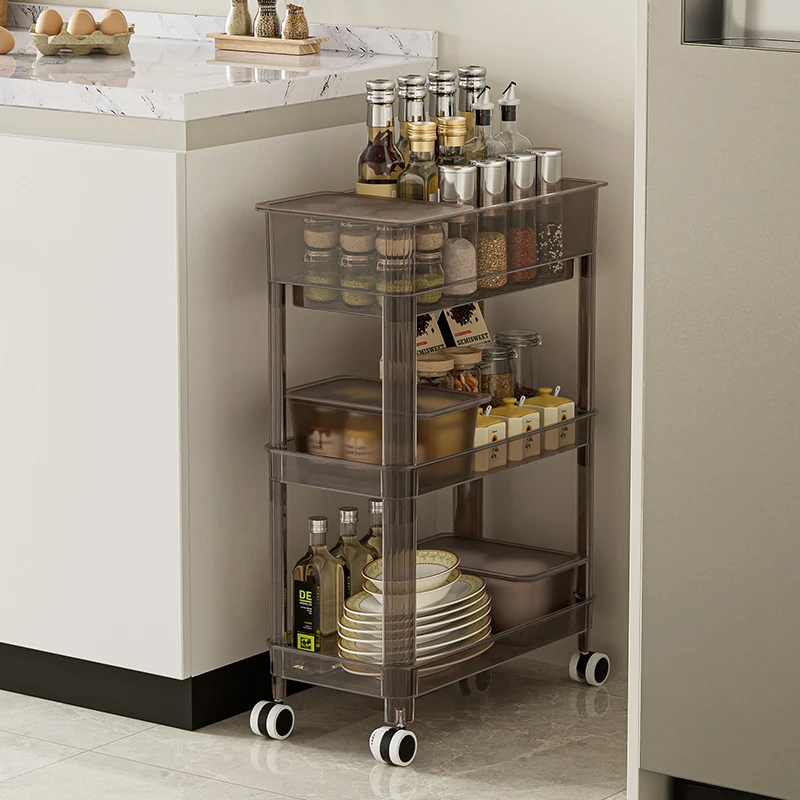 HAIXIN 3 Layer Snacks Storage Rack Kitchen Trolley Plastic 3 Tier Rolling Storage Cart Organizer Utility Trolley With Wheel