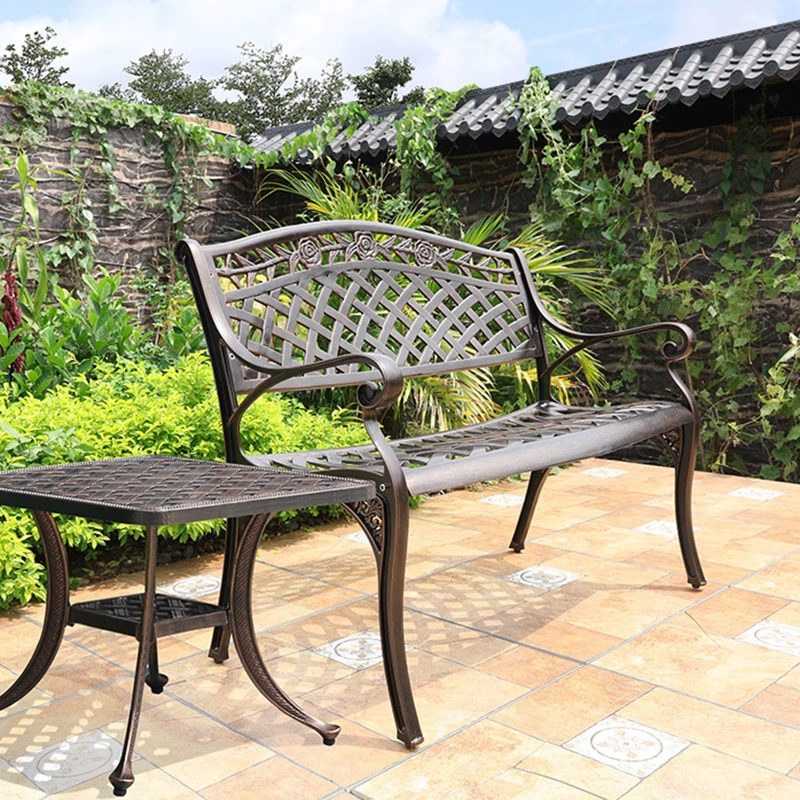 
High quality cast alunimun metal patio outdoor garden bench with back 
