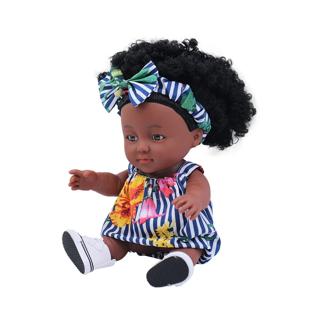 Toy 2023 Black doll  Lifelike Soft Reborn Baby Doll Gift 10 Inch African Vinyl Rubber Baby Toys Doll Wholesale