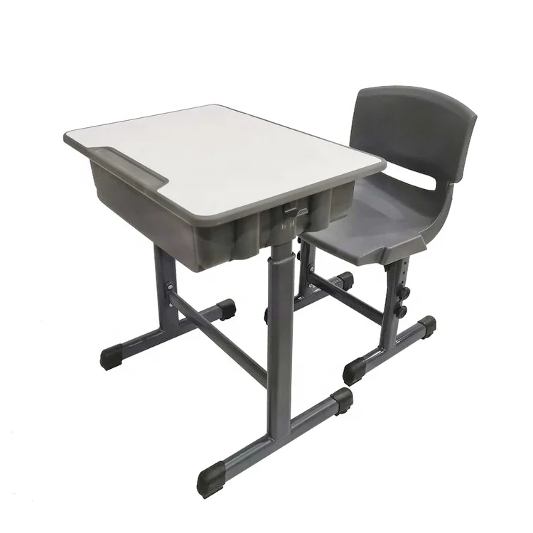 school desk sets study chair desk classroom student school furniture table plastic with Adjustable height in GREY color
