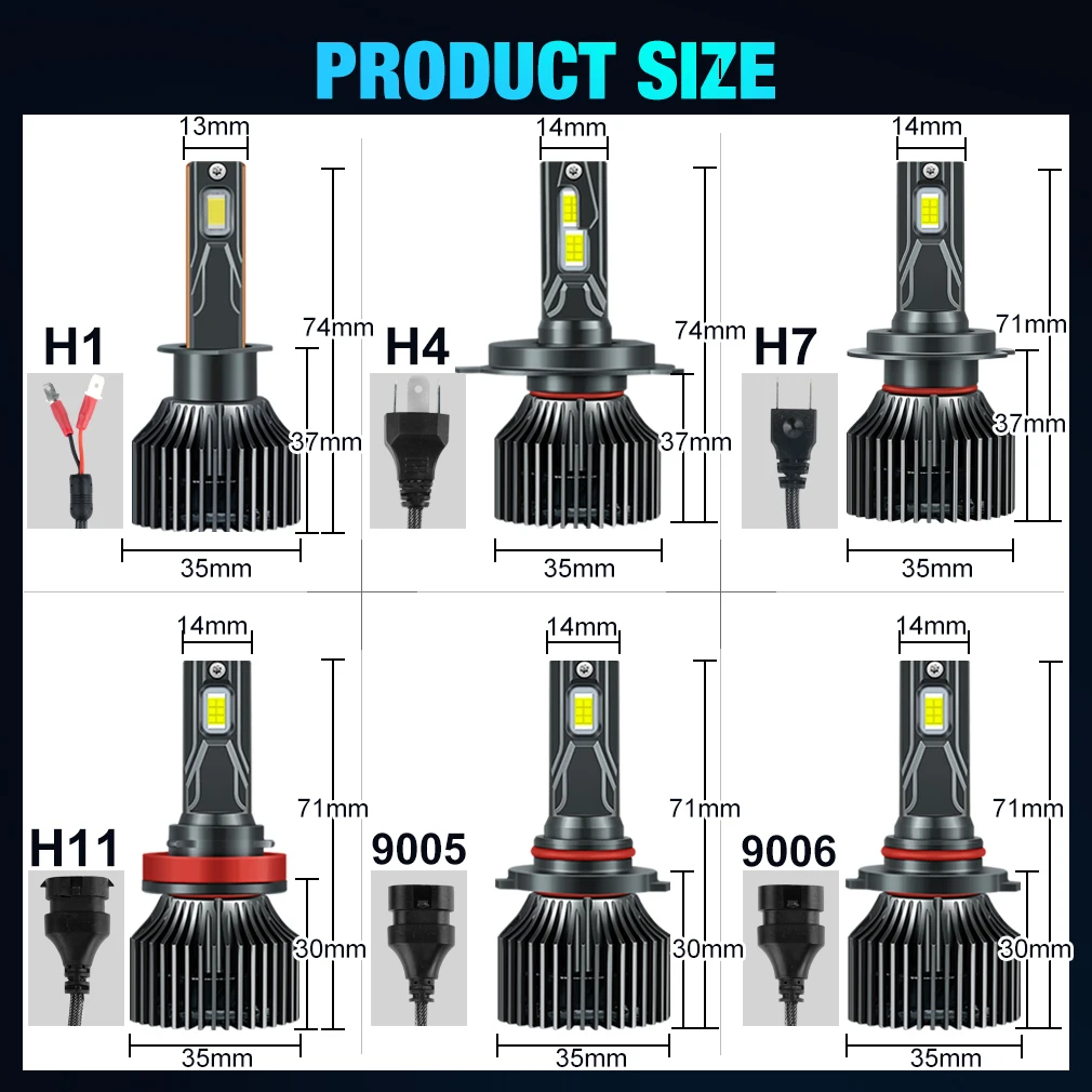 Auto Lighting Systems 120W 22000LM H7 Bulbs Headlights Lamp H1 H4 H11 9005 9006 Car Led Headlight 9004 9007 H13Bulb Canbus 6000k