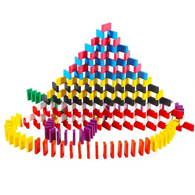 Wholesale Custom Colorful 100pcs Domino Toy Game Educational Play Mini wooden Domino Game Set Toy