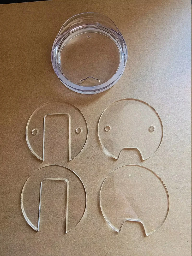 Clear Acrylic 3D Ice and Fruits Decorative Sublimation Tumbler Topper Lid Disc Base Removable Mason Jar Insert