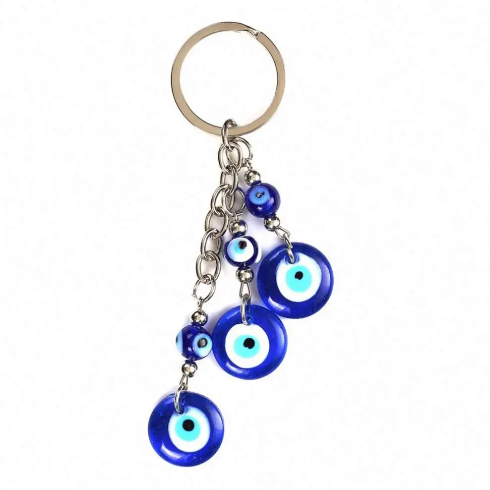 Promotion Evil Eye Classic 3 blue glass evil eye keychain pendent high quality other key ring handbag key chains charm jewelry