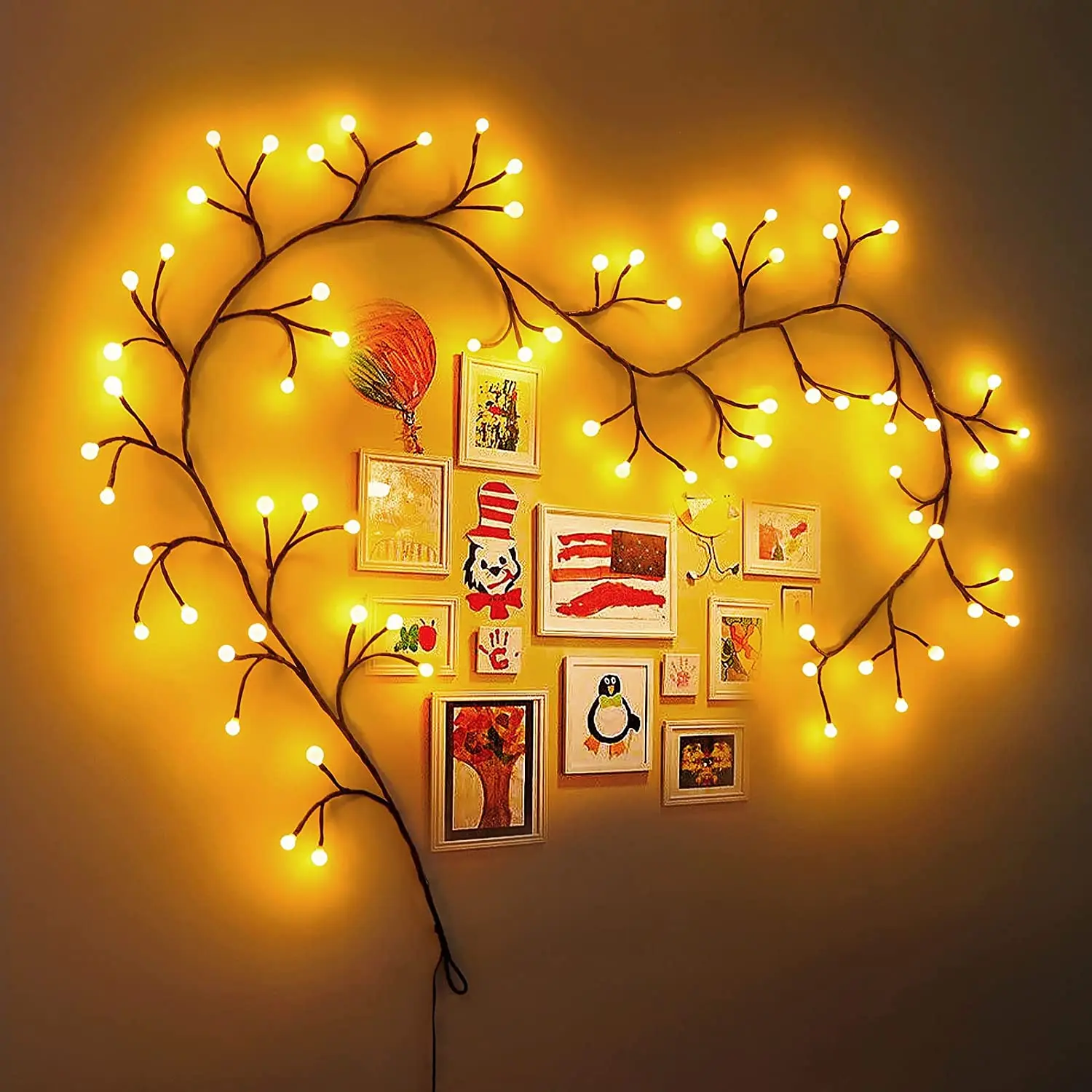 DIY Willow Vines Lights Tree Shaped Decoration Lights for Living Room Bedroom Wall