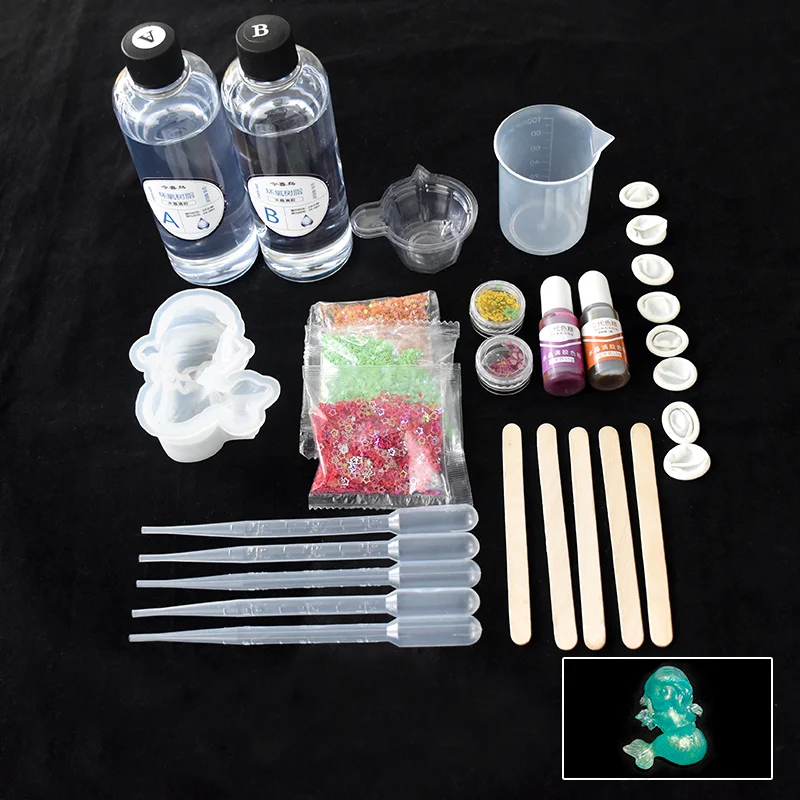 DIY Art Craft Epoxy Resin Color Pigment,UV Fast Curing AB Gule Crystal Clear Epoxy Resin and Hardner