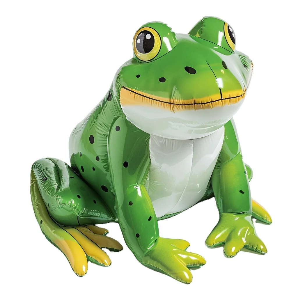Inflatable Frog with Blower PVC Material Cute Sitting on Ground Customizable Size and Color for Playgrounds