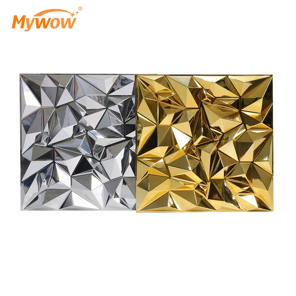 Guangzhou Newest Design PVC Boards Waterproof Electroplating Gold PVC 3D Wall Panel
