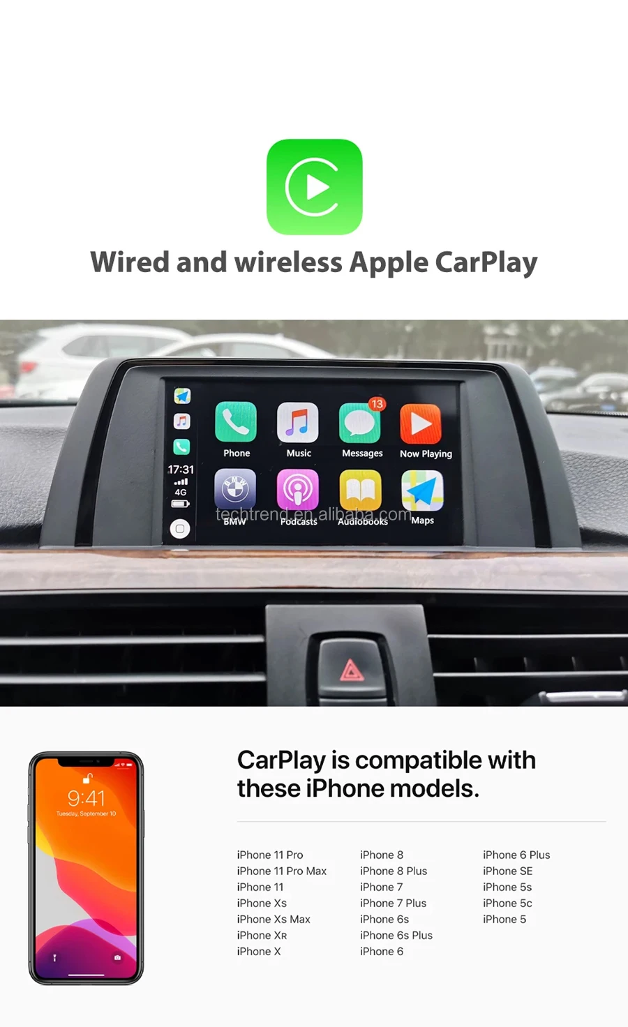  Беспроводной Apple CarPlay Android автомобильный интерфейсный декодер для BMW E60 E70 E71 E84 F01 F02 F10 F11 F20 F25 F26 F30 F31 NBT CIC