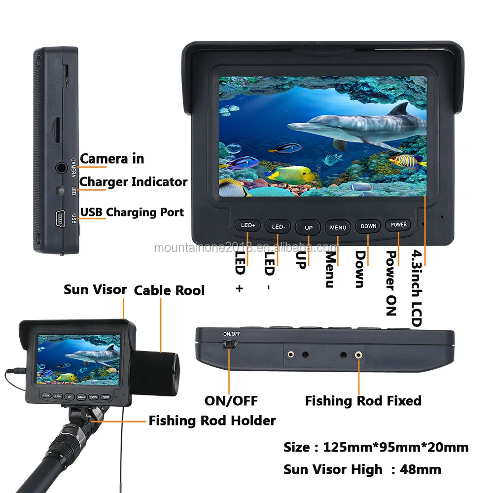 4.3 inch 15M 1200TVL Underwater Fishing Camera Monitor with 6PCS 6W IR LED Night Vision Camera For ice Fishing