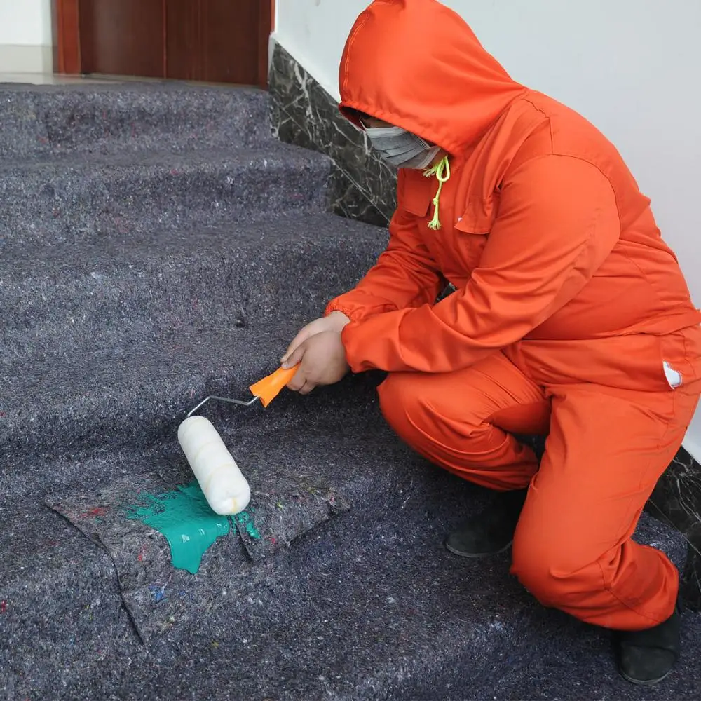 Chinese 50m roll painter floor cover felt  paint mat with anti-slip foil painter felt waterproof felt
