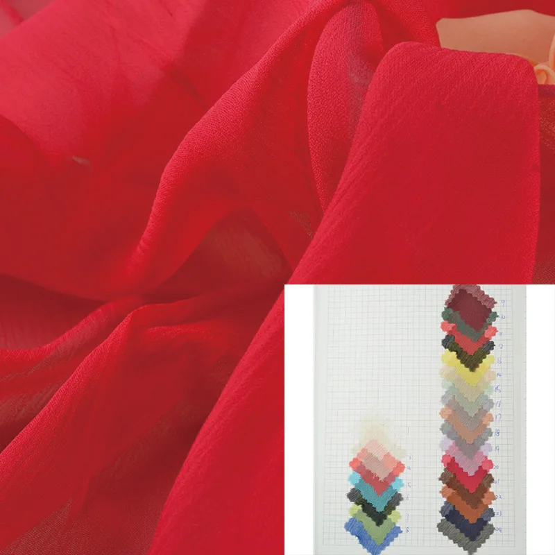 OEM ODM free sample plain dyed 100% viscose fabric crepe chiffon crinkle fabric