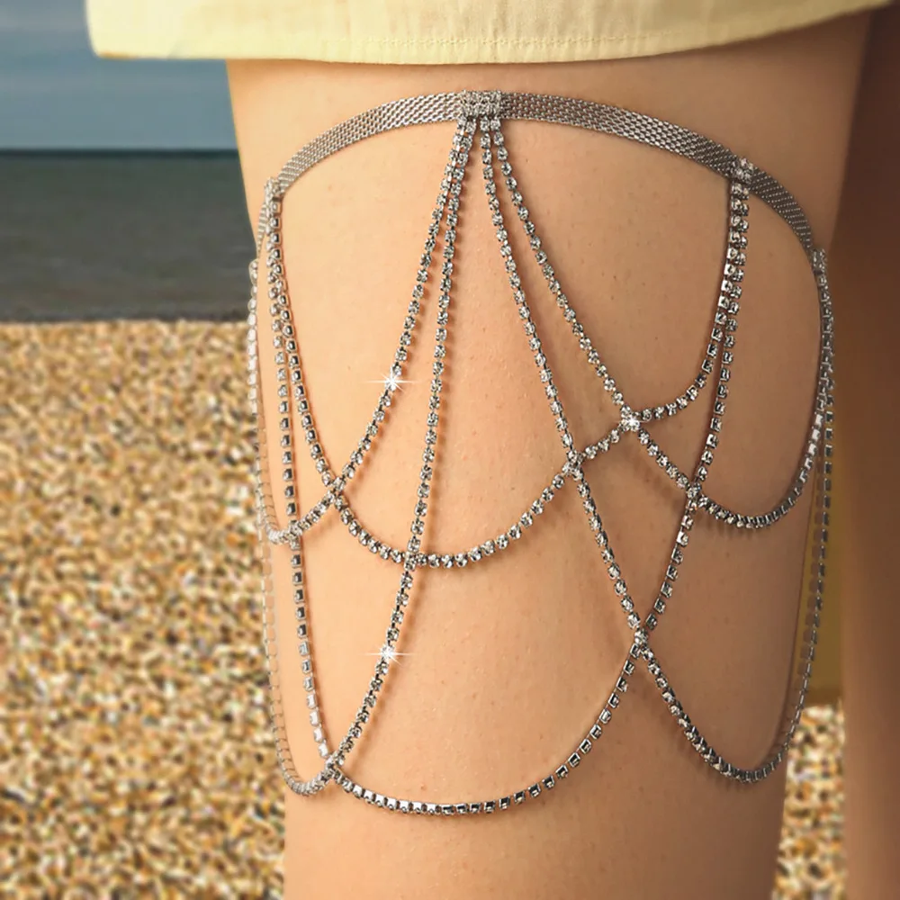 Simple Multi-Layer Pearl Chain Leg Chain Female INS Style Creative Personality Long Leg Chain With Snake And Pearl