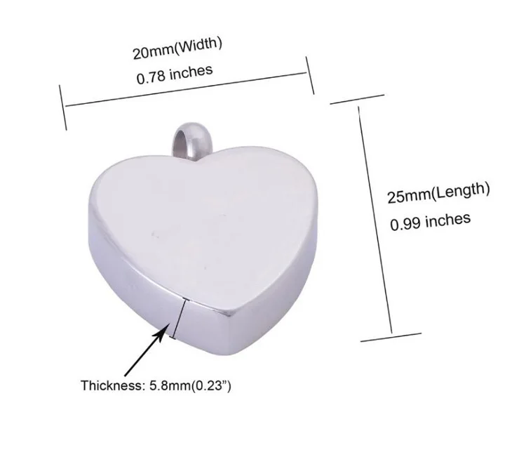 Letterable and Patterned Stainless Steel Glossy Heart Ashes Pendant Always in my heart necklace