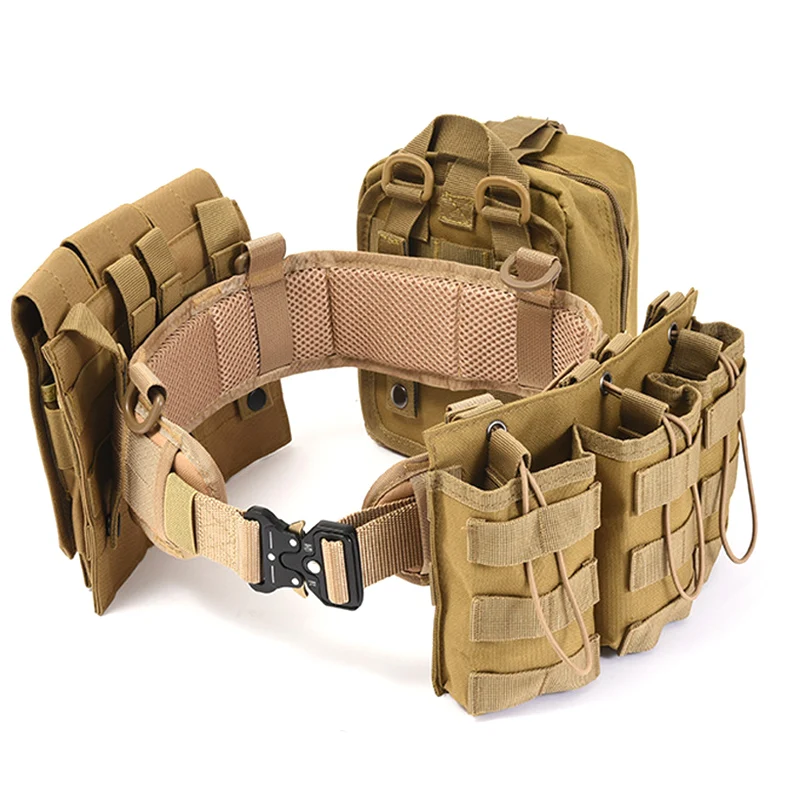 Gina Hiking Camping Training Tactical Molle belt Set with 3 Accessories Triple clip Pouch