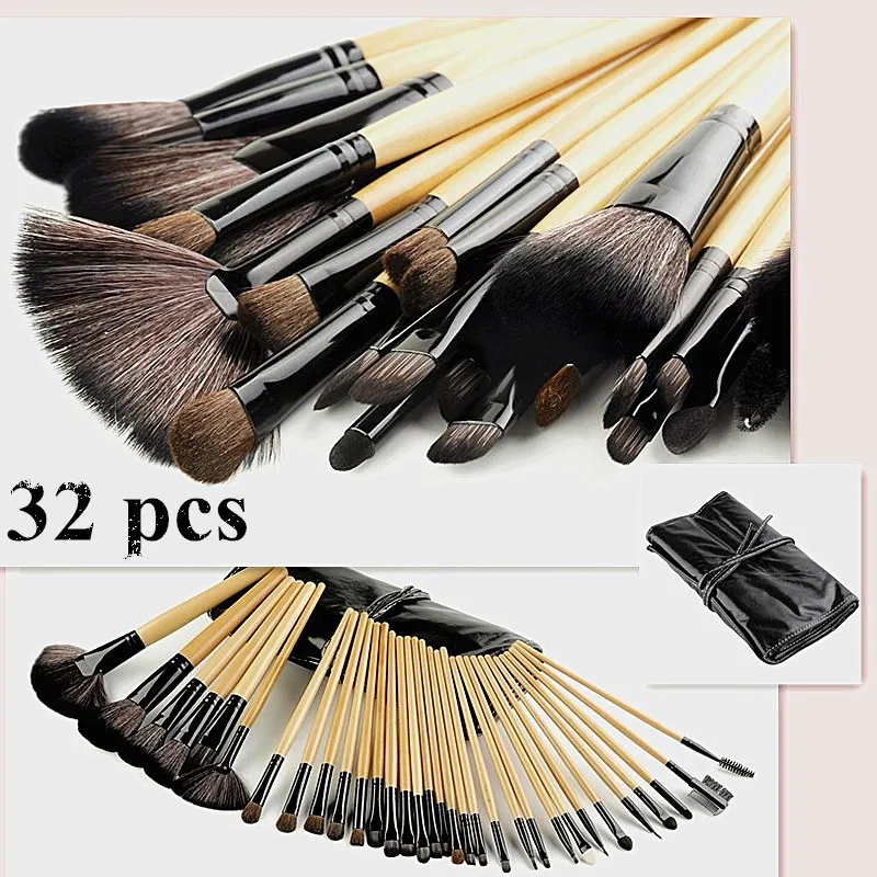 makeup brush set 32 piece Professional Cosmetic Kit + Pouch Bag Case Pincel black pink Private Label Makeup Brush Set
