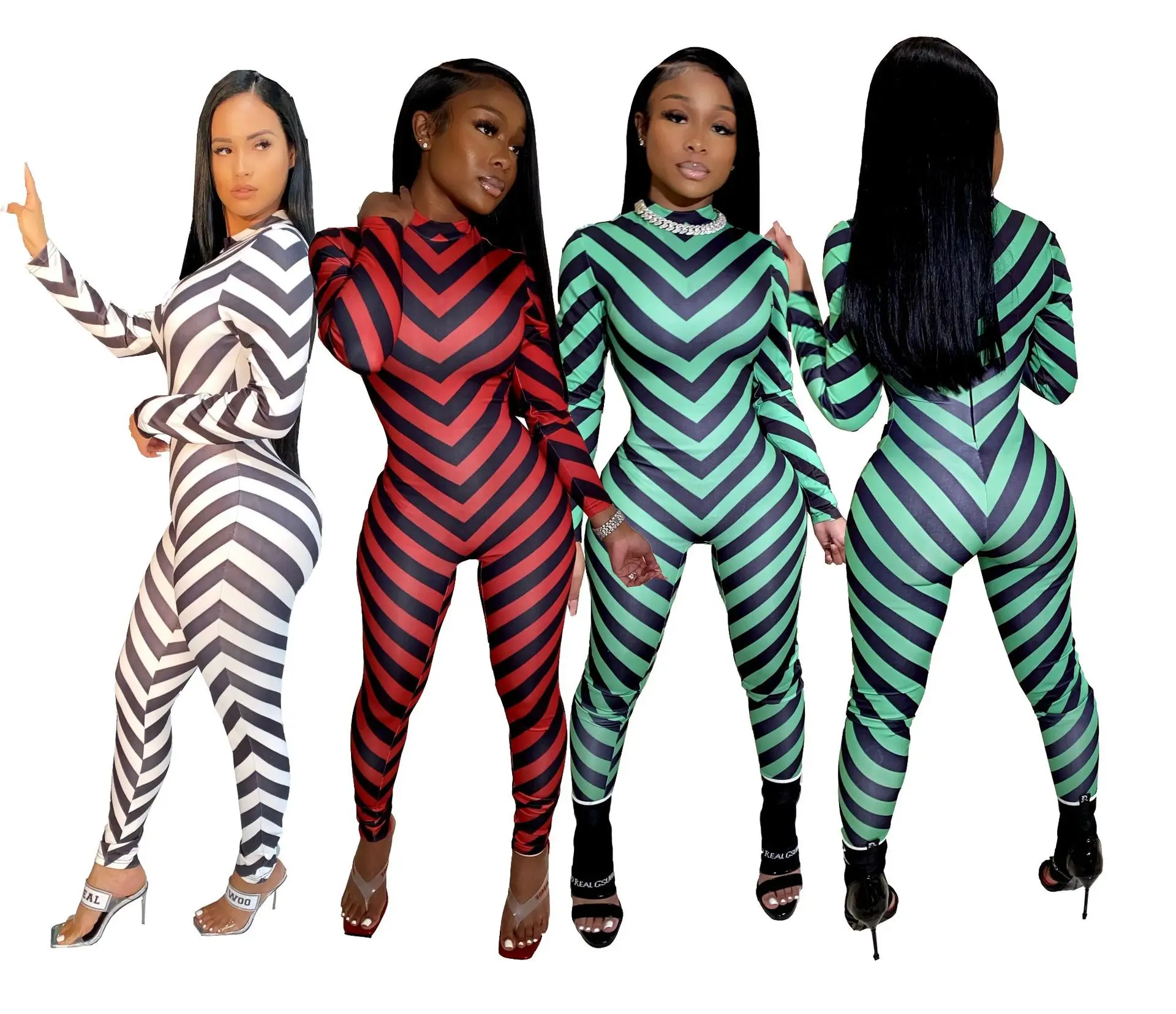 Sexy Striped Women Jumpsuits And Rompers Bodysuits Women One Piece Bodycon Jumpsuits Fall Clothing For Women