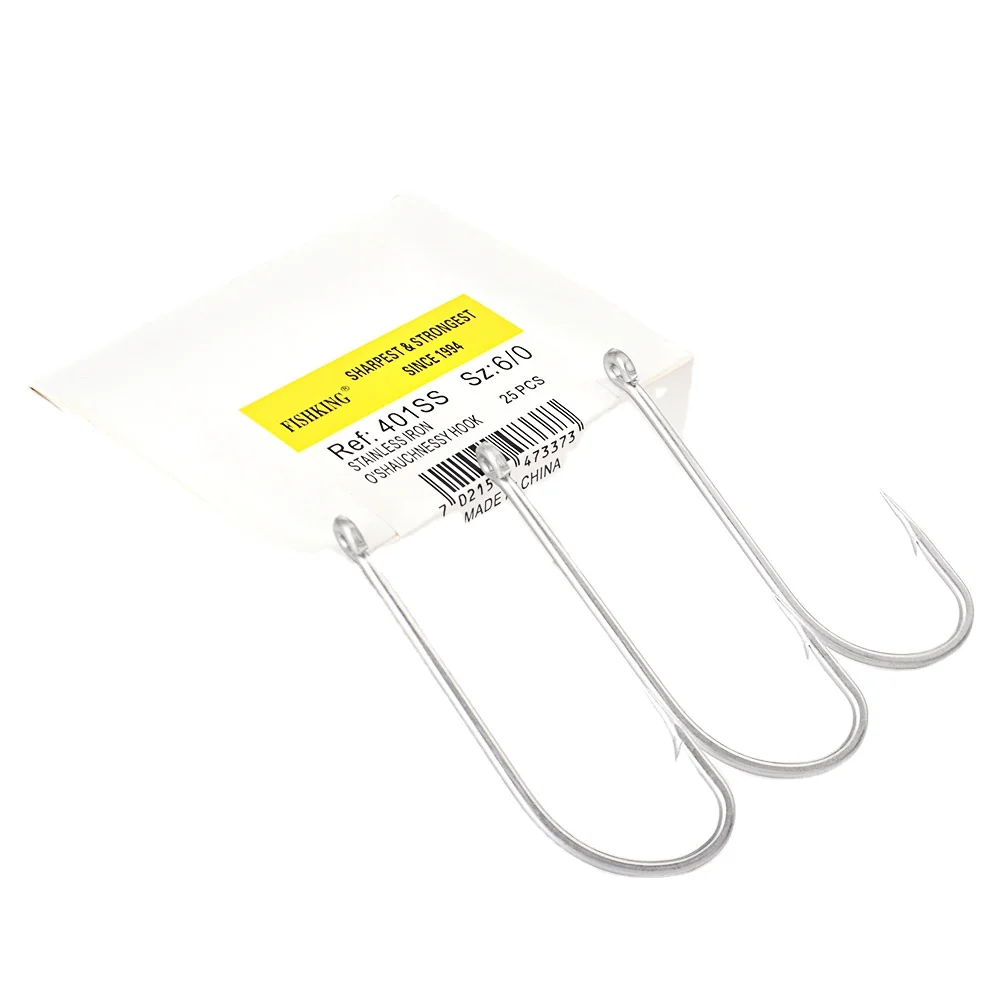 FISH KING-401SS 50/25 PCS Fishing Hook Barbed Fishhook Bulks Box High Carbon Steel AD Ringed Carp Fishing Hook